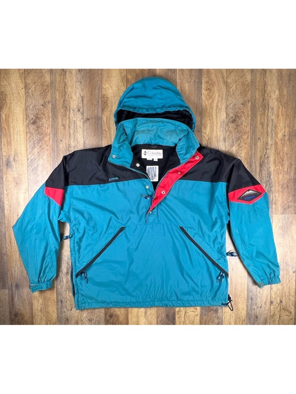 Columbia Vintage Y2K 90s Radial Sleeve Windbreaker Turquoise Anorak Omni Tech L